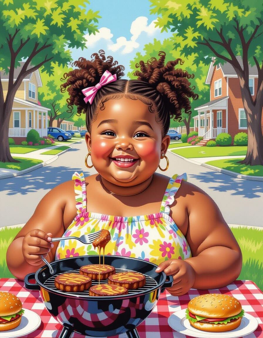 Black Girl Beaming at Community BBQ