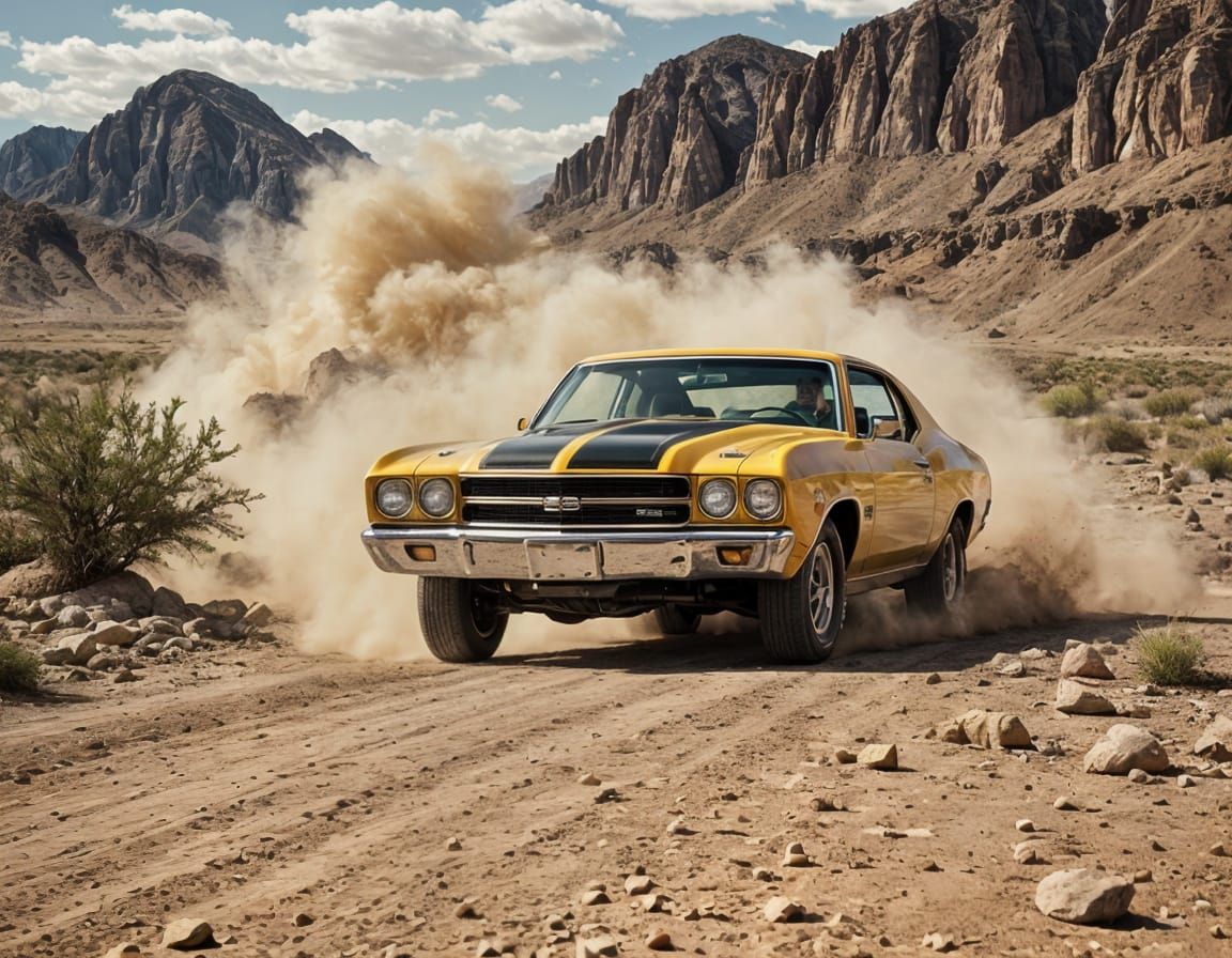 Yellow 1970 Chevelle SS Off-Road in Desert