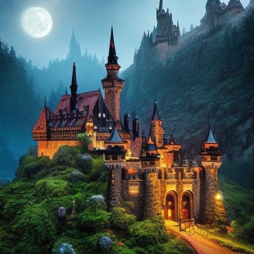 Fantasy Castle in Tim Burton Style