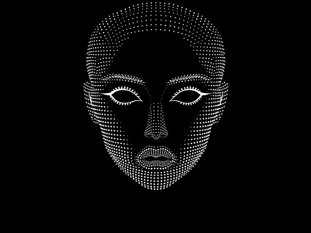 Futuristic Woman's Face in Minimalist Flat Design