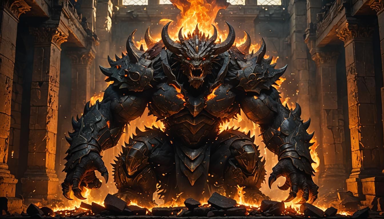 Fiery Behemoth on Ancient Throne