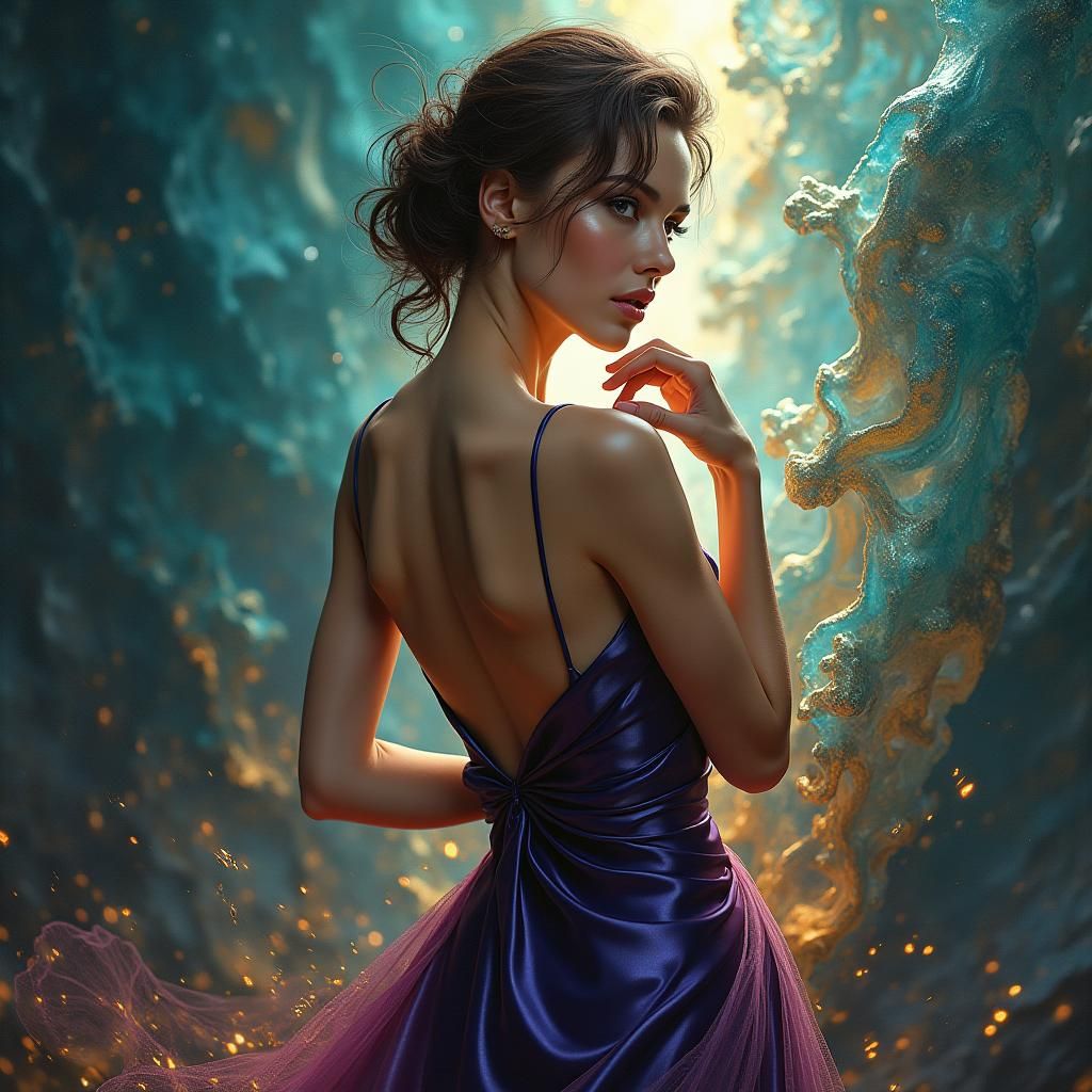 High Fashion Model in Silk Gown: Fantasy Concept Art