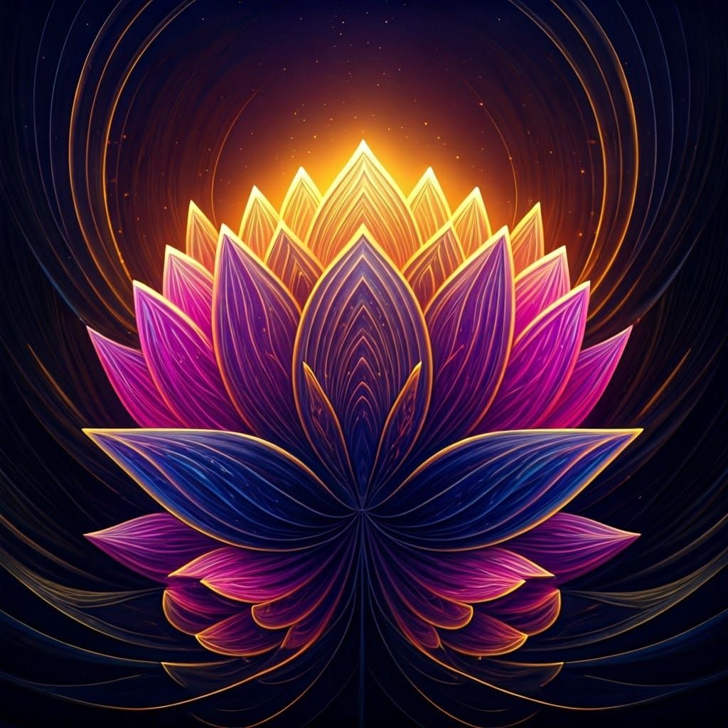 Surreal digital artwork inspired by the lotus flower