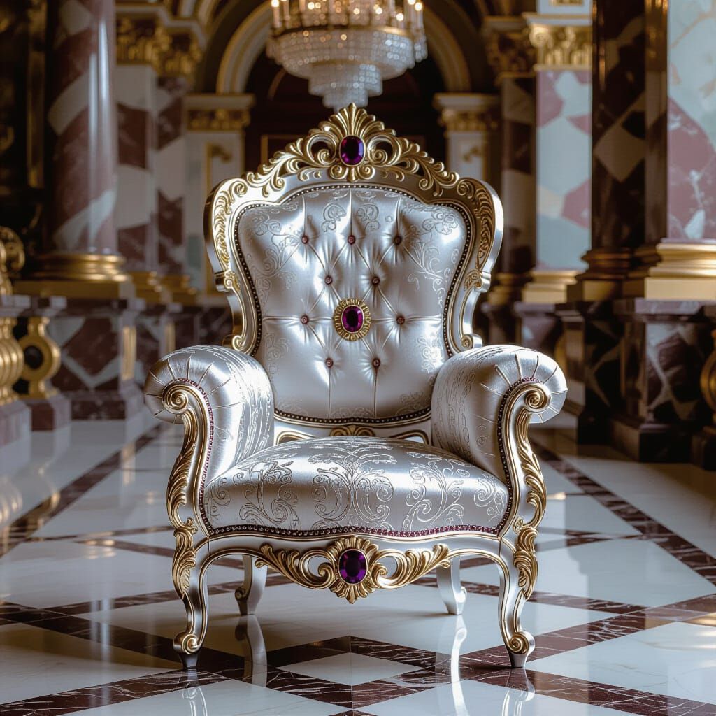Ornate Chair in Marble Palace, Art Nouveau Style