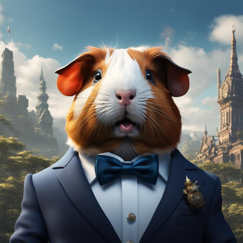Guinea Pig in Suit: Detailed Fantasy Art