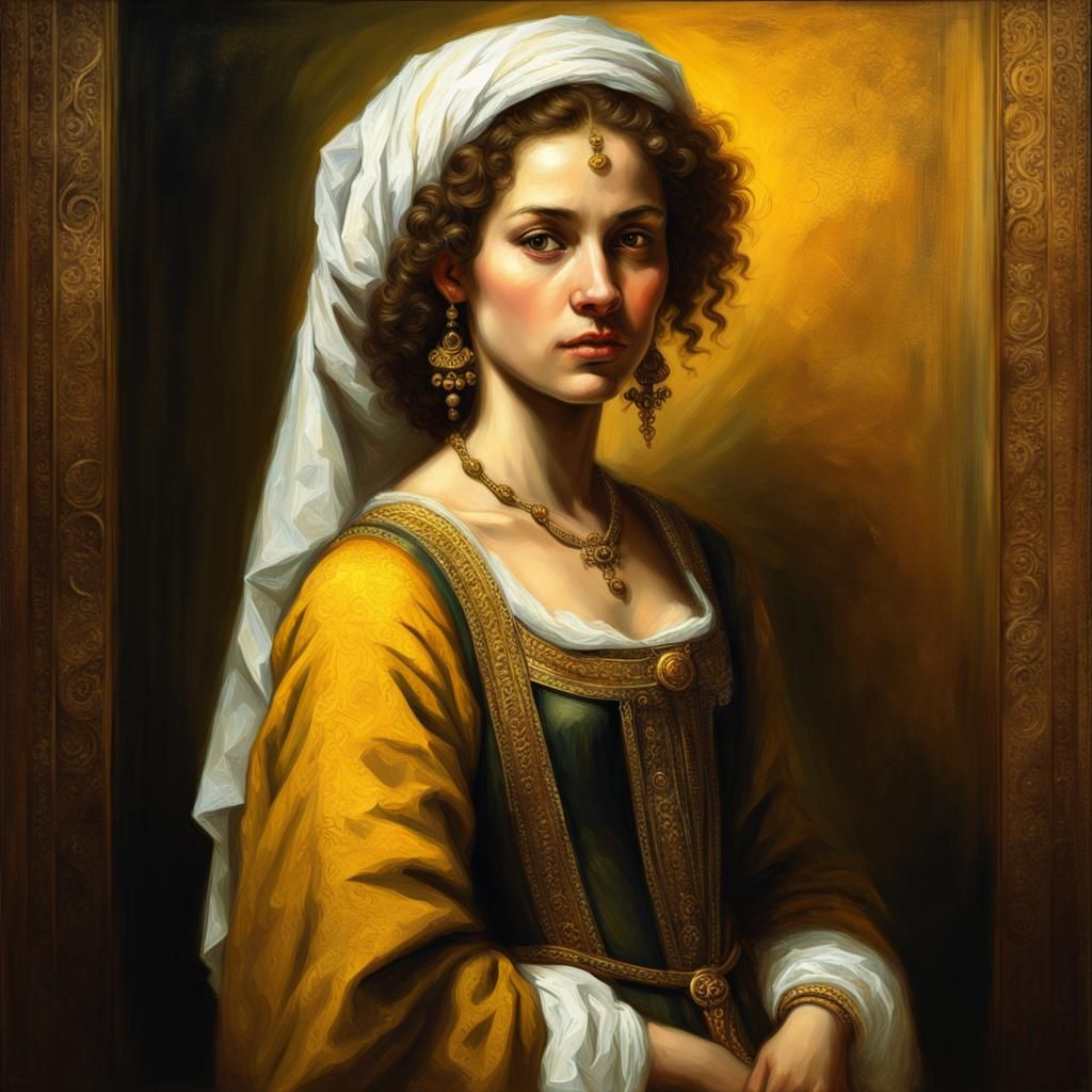 Iraqi Woman Portrait in Rembrandt Style