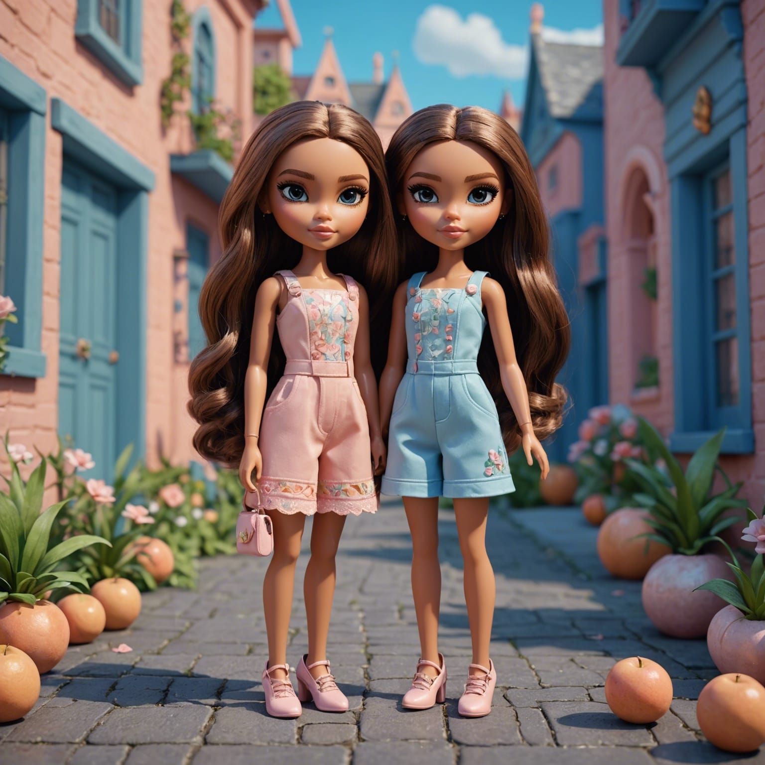 Bratz Dolls in Pastel Rompers: Fantasy Concept Art