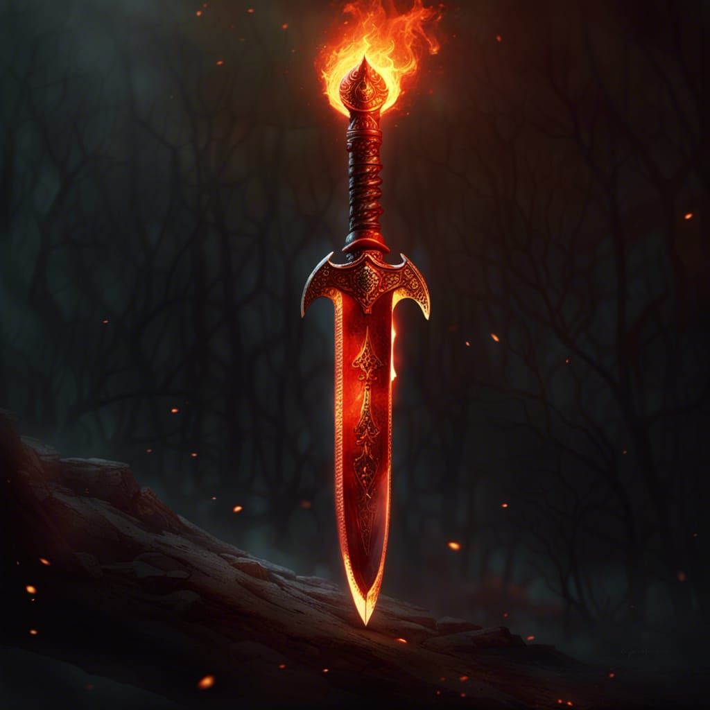 Fiery Scimitar Dark Fantasy Concept Art