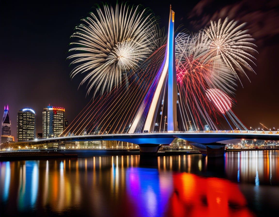 Erasmus Bridge Fireworks on New Year's Eve