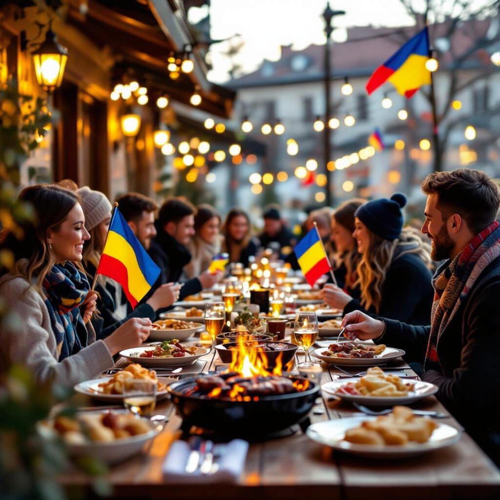 Romanian National Day Celebration at Outdoor Restaurant