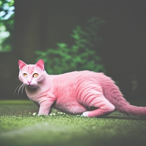 Pink Cat in Professional Photography Style