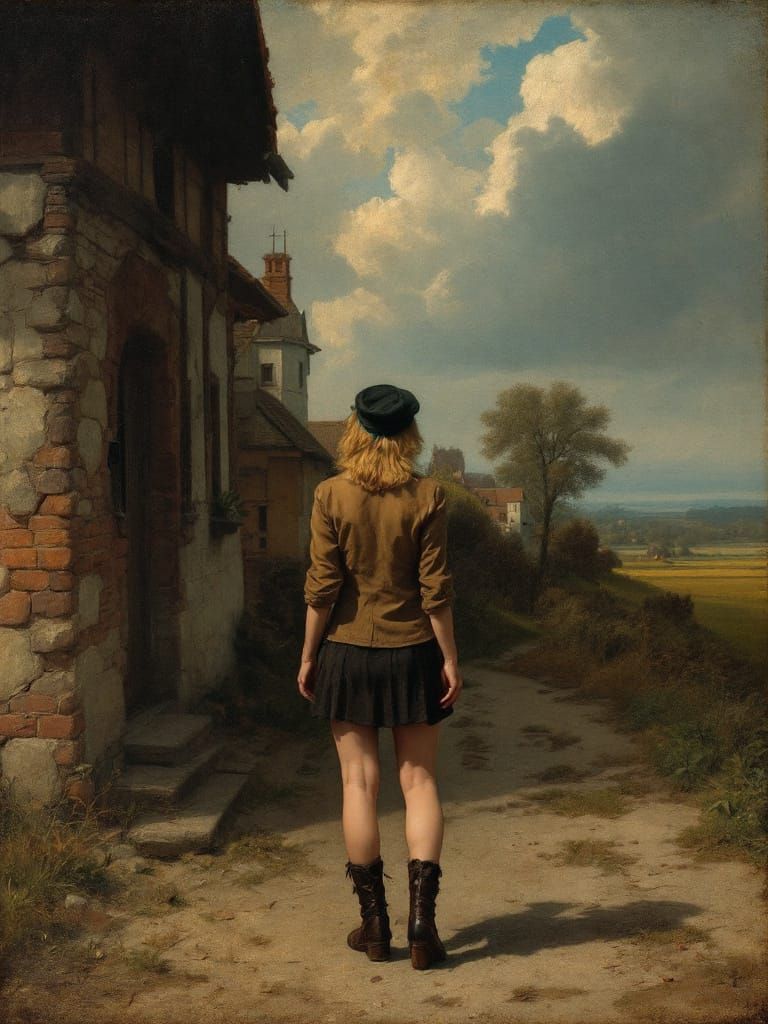 Blonde Pin-Up Woman in Dutch Golden Age Style