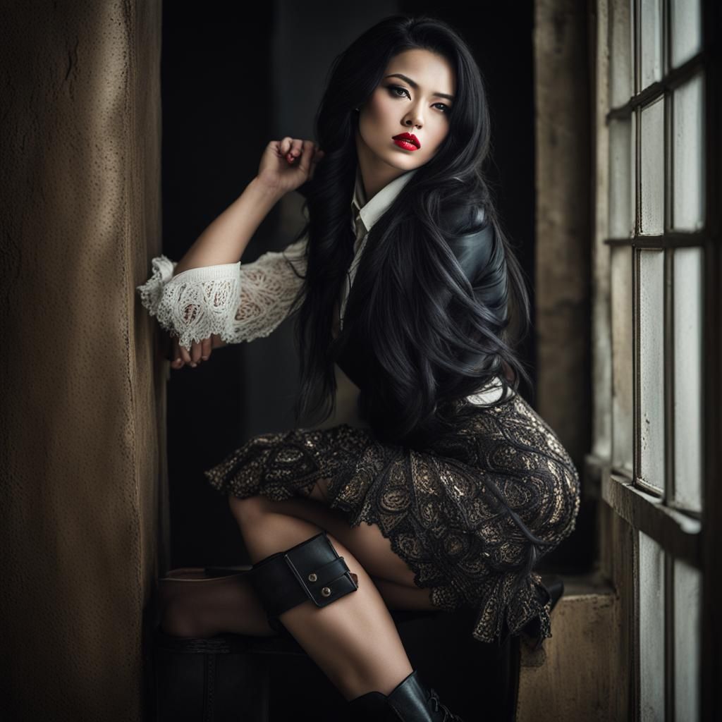 Detailed Portrait of a Curvy Woman in High Heels