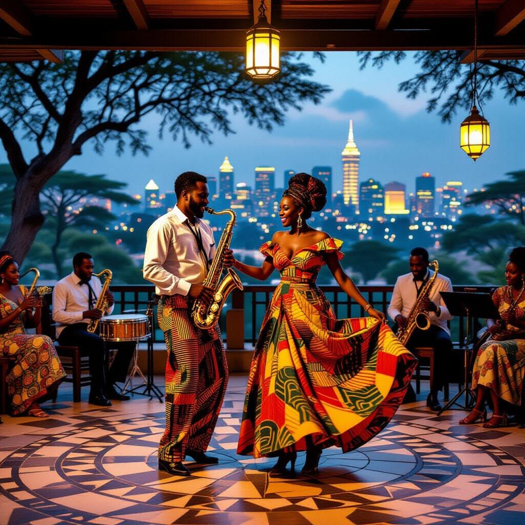 Afro-Futurist Juke Joint in Kenya, 1950s Vintage Photo