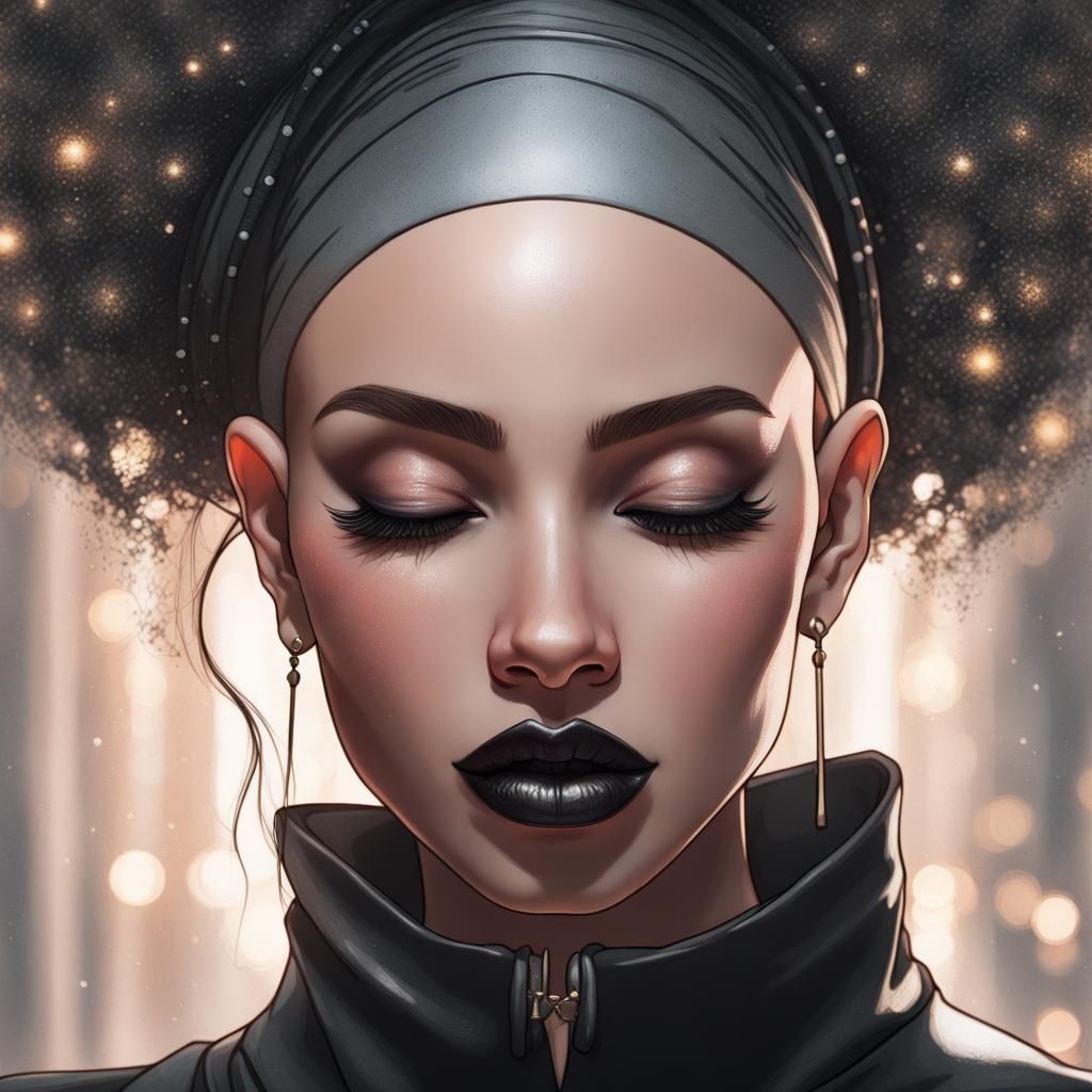 Pierced Woman Portrait in Hyperdetailed Concept Art