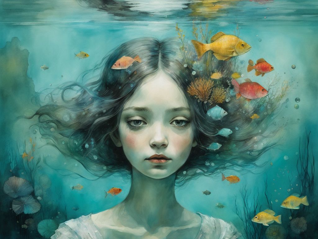 Whimsical Underwater Scene with Alcohol Ink Colors