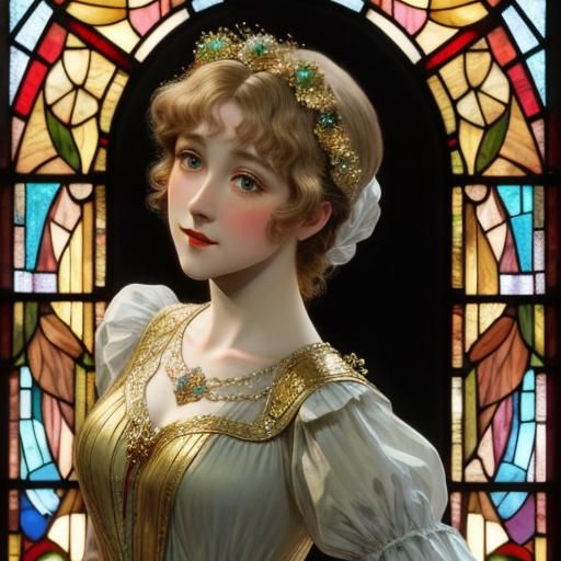 Ballet Dancer in Stained Glass Style of Blake