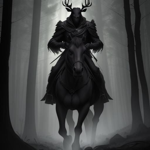 Stag Silhouette in Moonlit Forest: Dark Fantasy Art