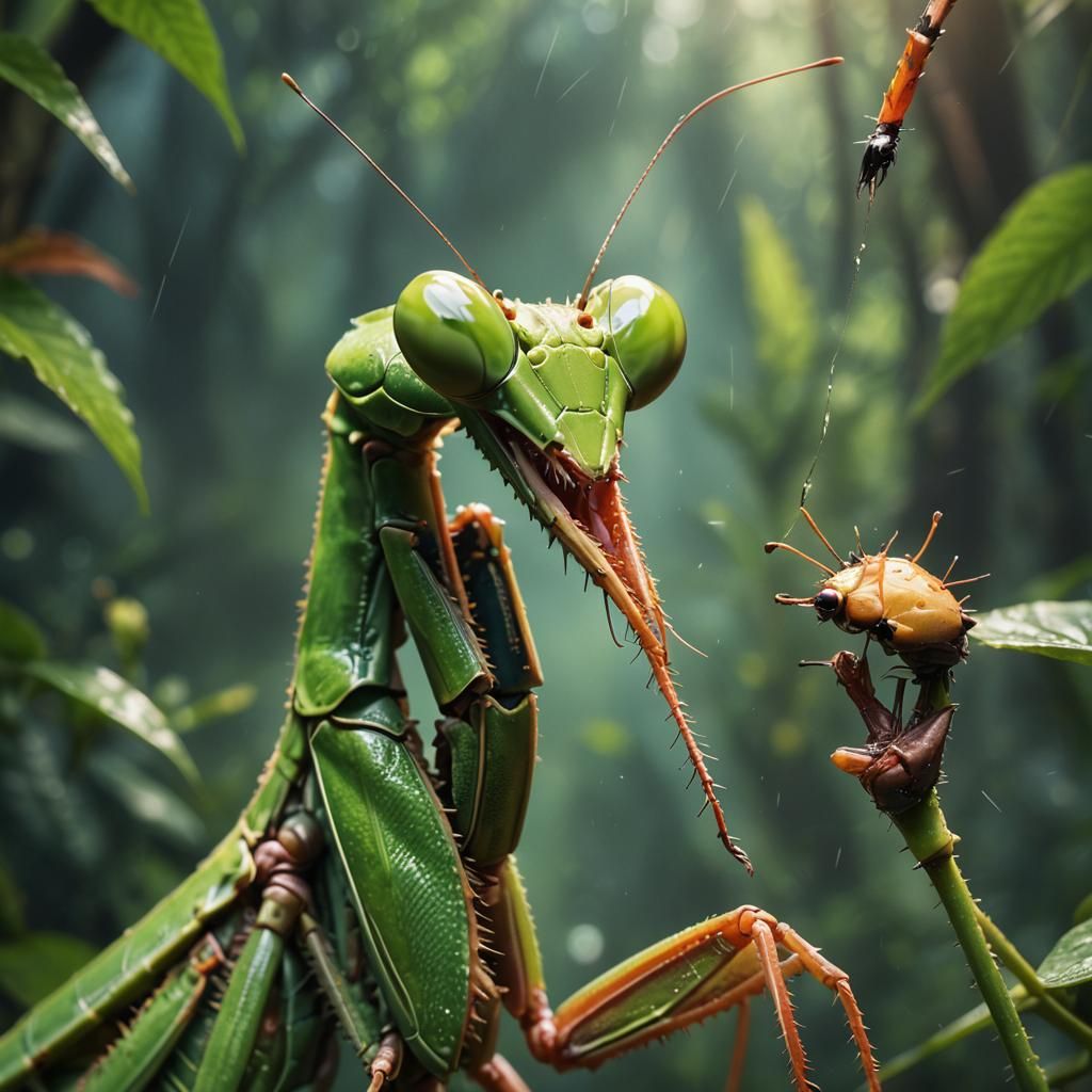 Mantis cazando