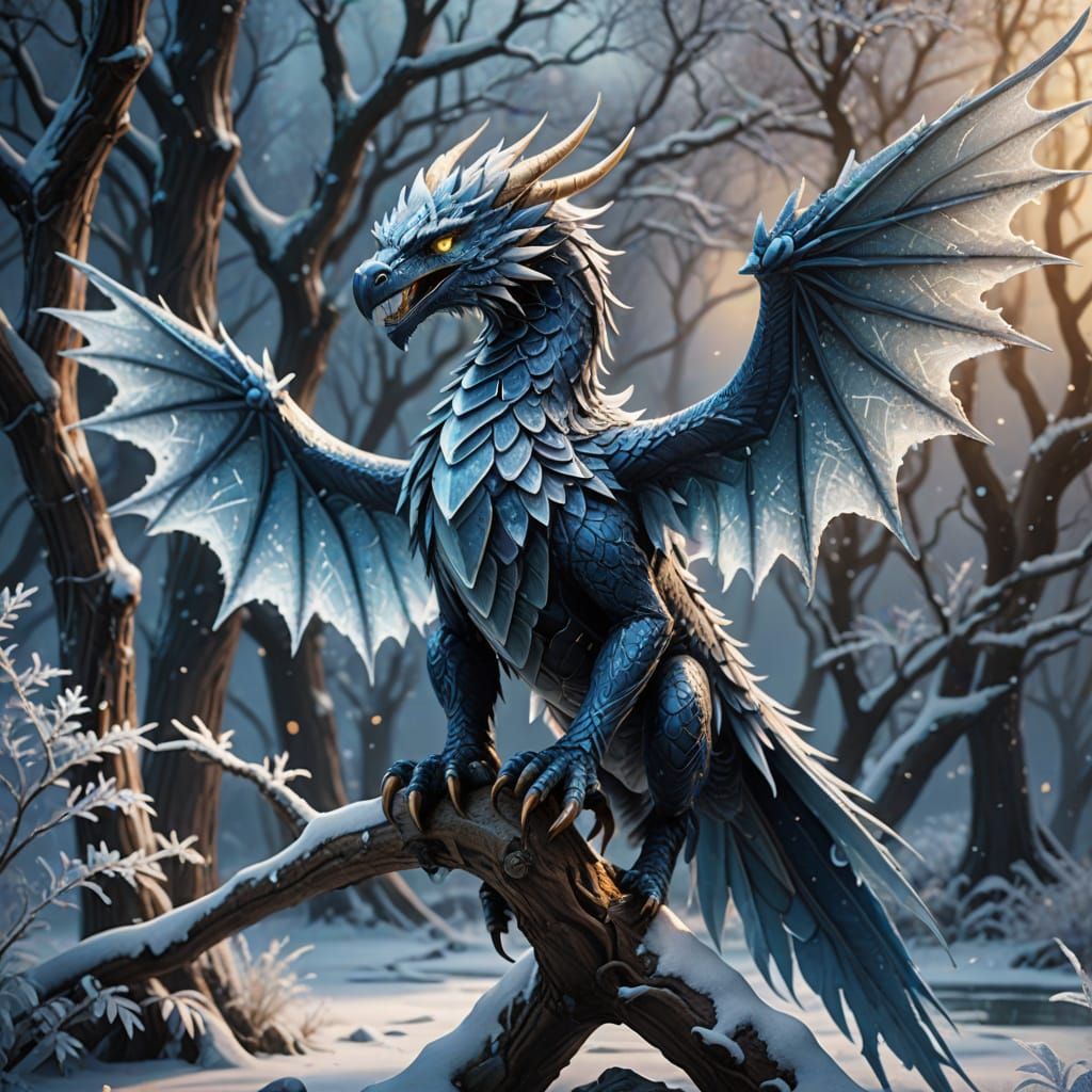 Majestic Snowflake Wyvern in Frosty Splendor