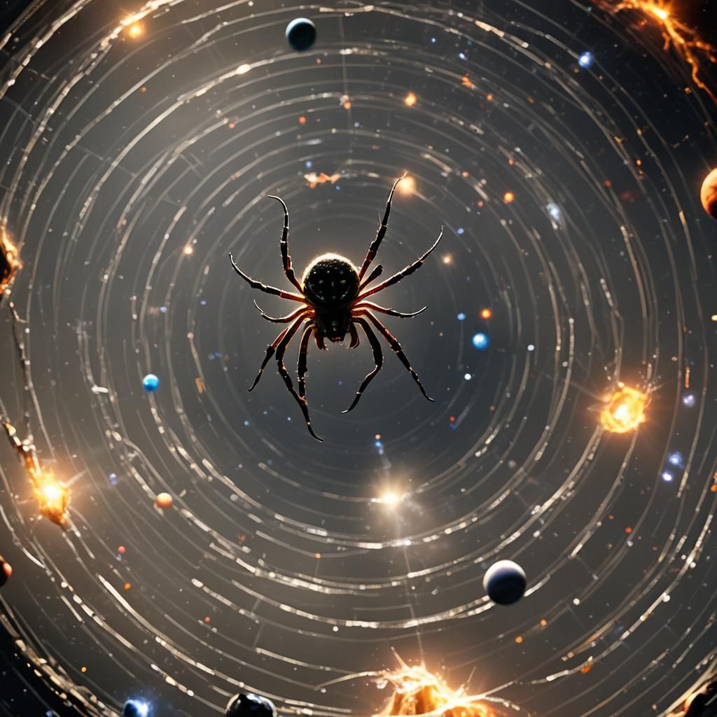 Orb Weaver Spider Weaving a Cosmic Web