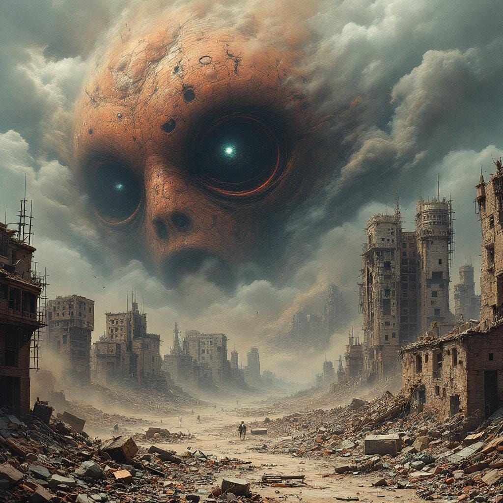 Apocalyptic Cataclysm in Dark Biomechanical Style