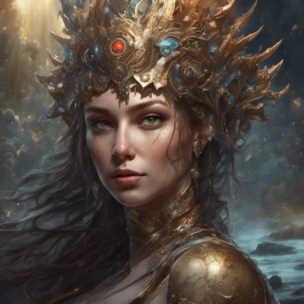 Hyperrealistic Sunbather in Darkness: Splash Art