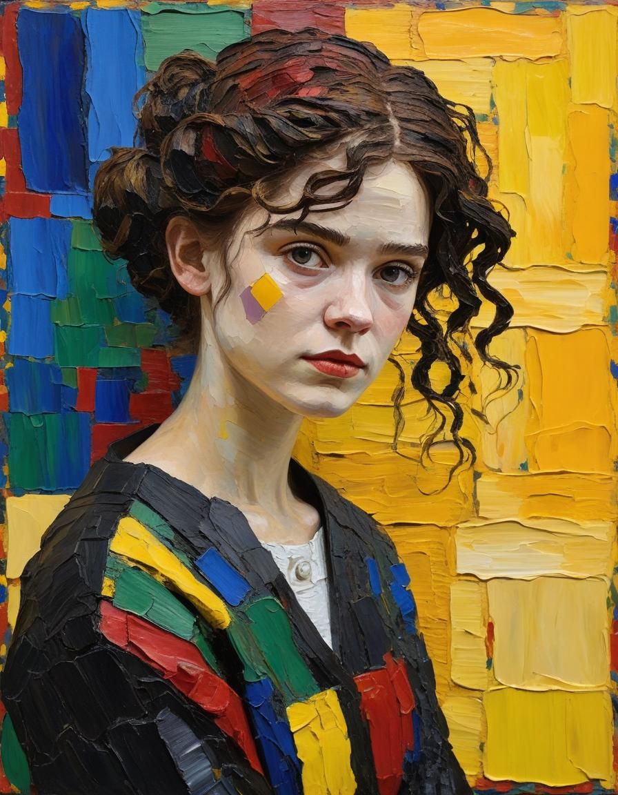 Impasto Portrait of a Girl in Modern Art Style