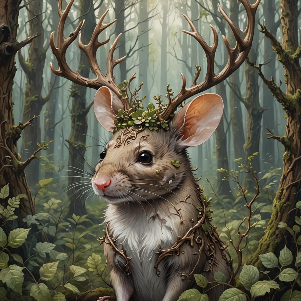 Mouse with antlers