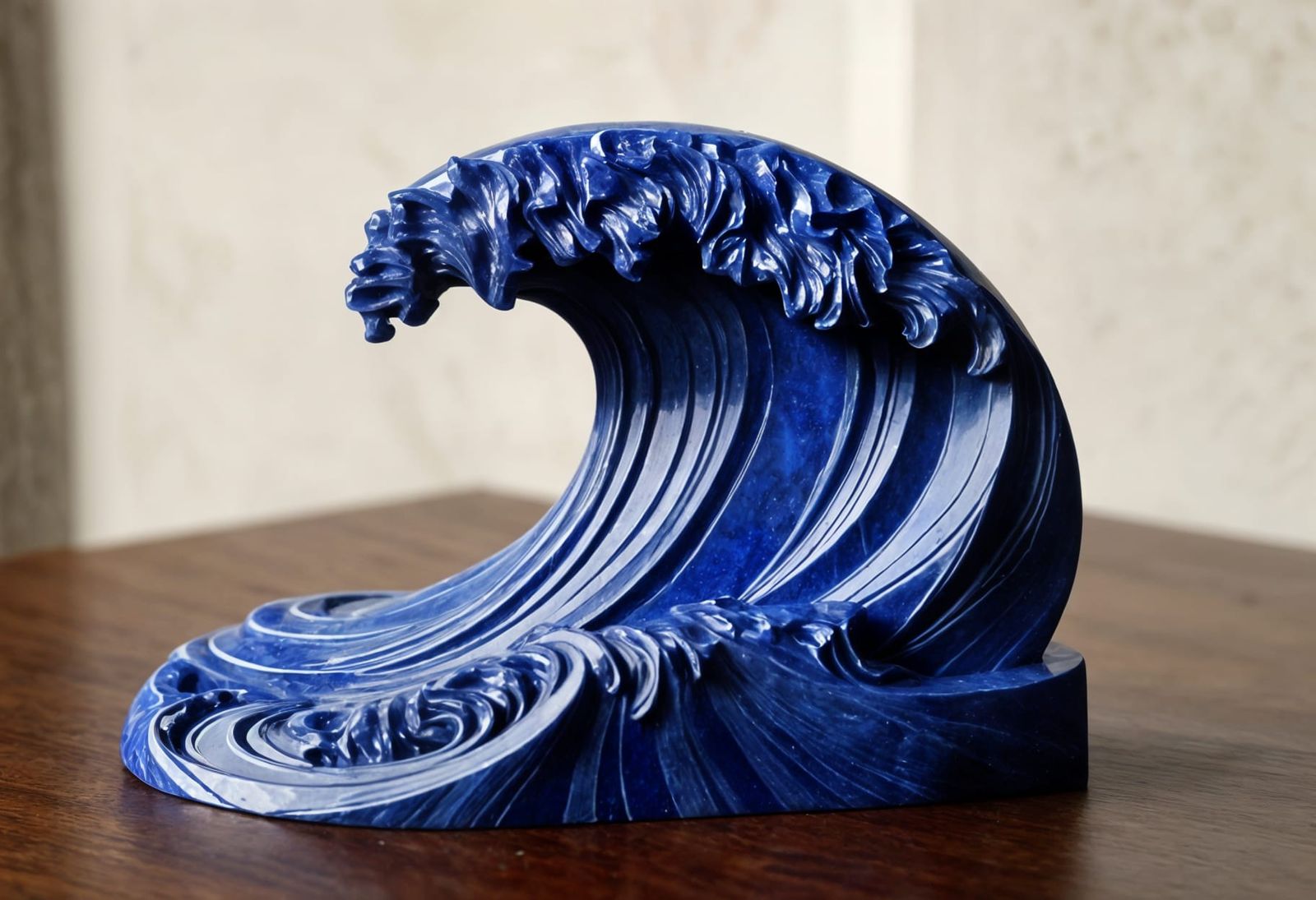 Lapis Lazuli Wave Stone Art Sculpture