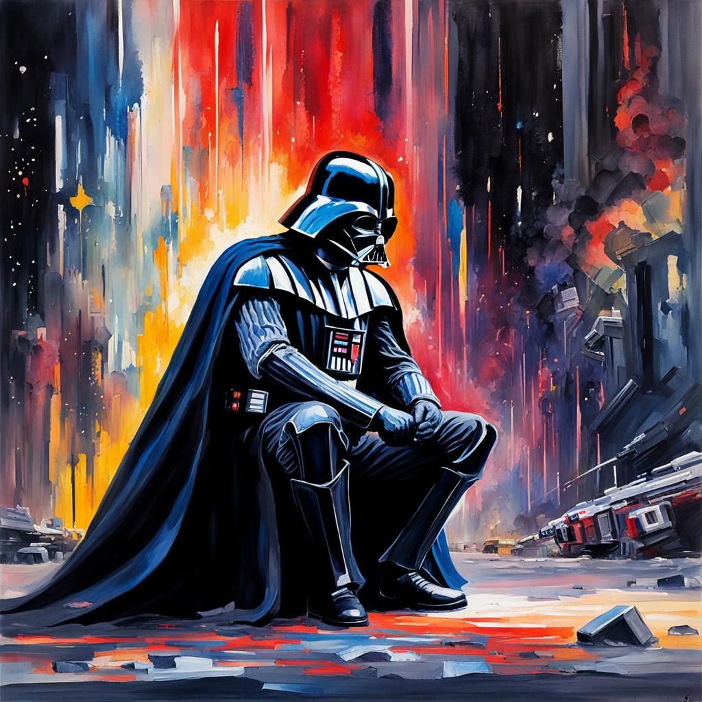 Darth Vader in Pain: Gouache Impressionist Masterpiece