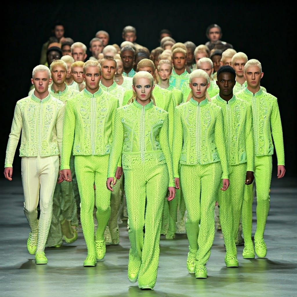 Extraterrestrial Fashion Show in Lime Green, Turquoise