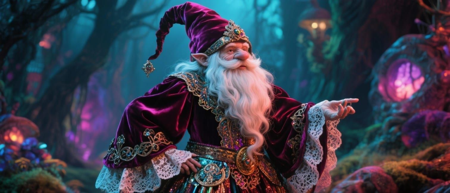 Luxurious Gnome in Velvet and Lace