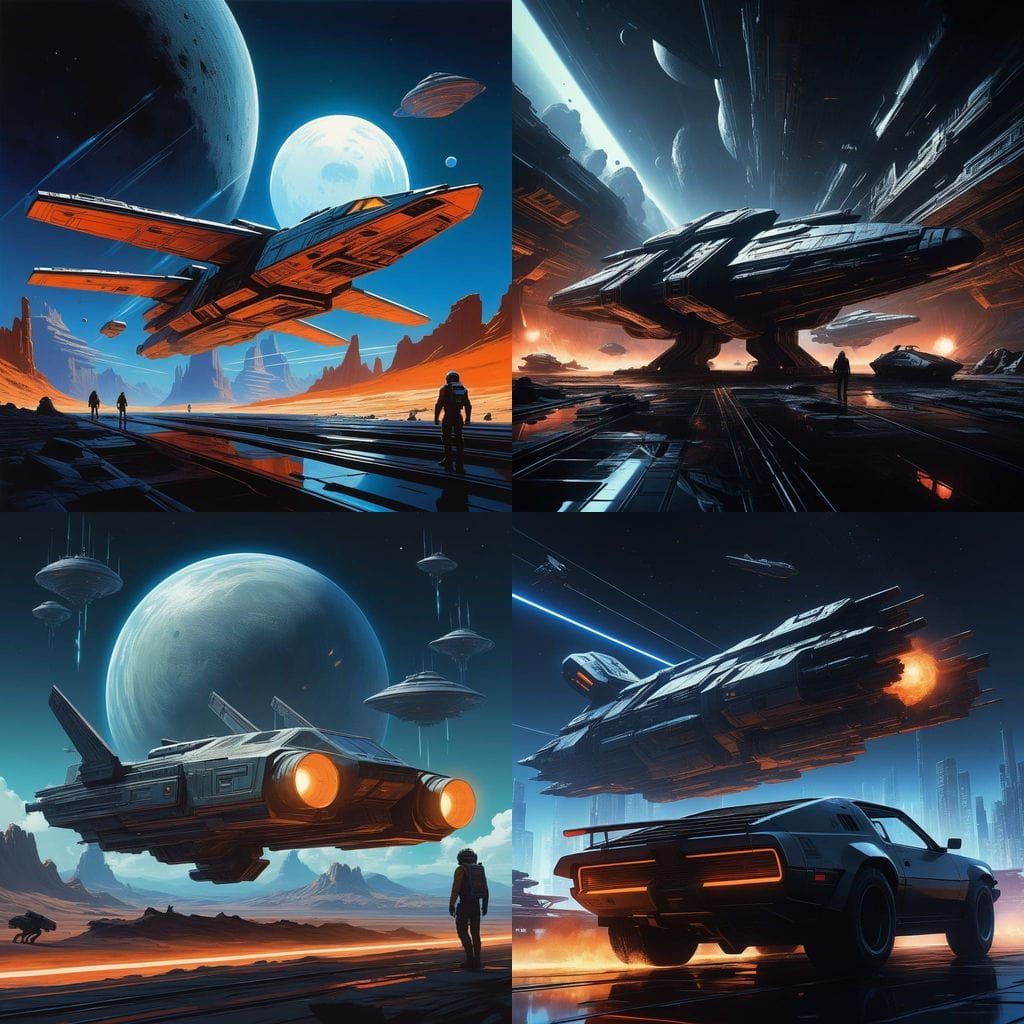 Epic Spaceship Battle in Cinematic Film Style