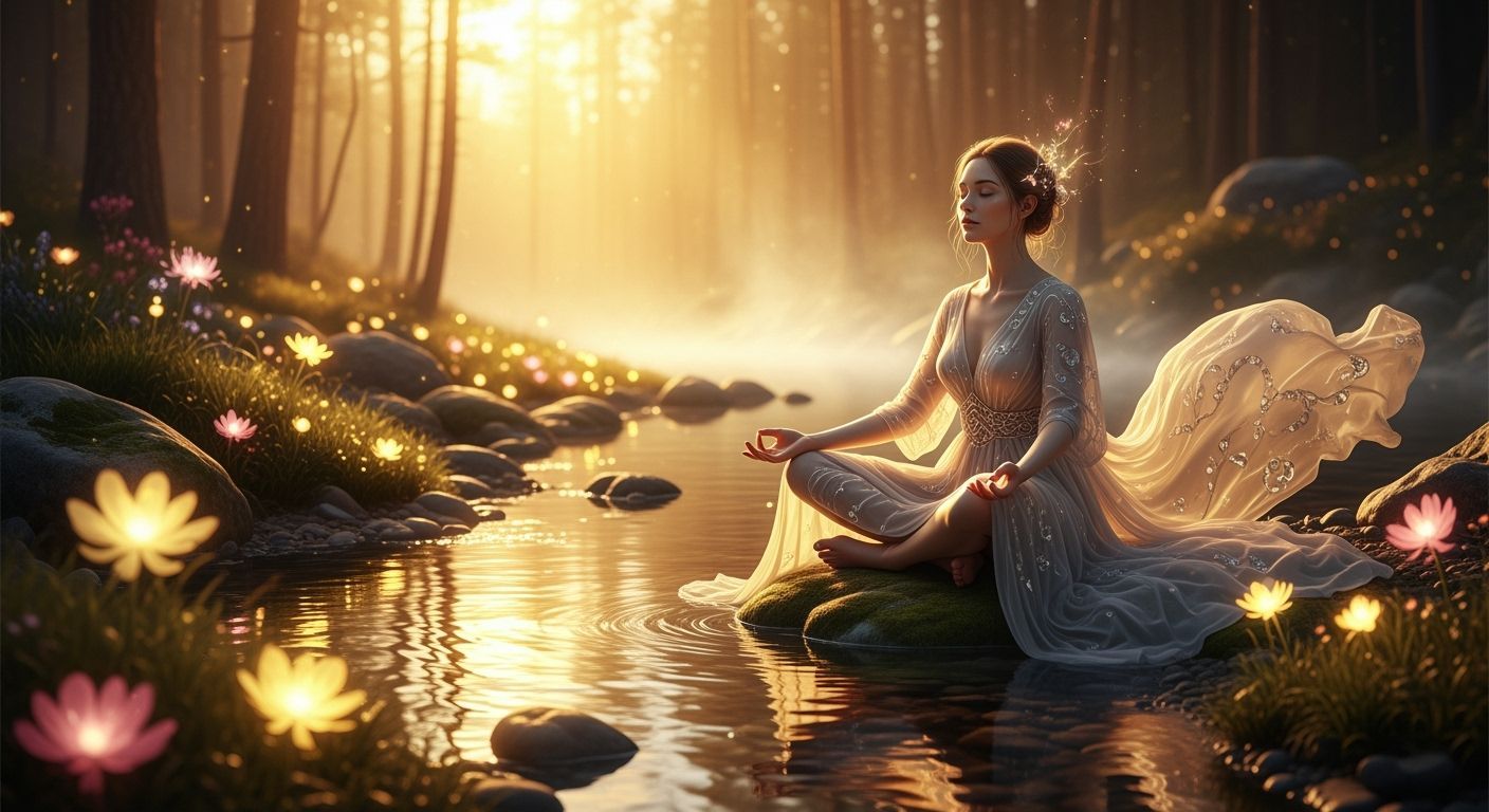 Meditative Woman in Golden Light