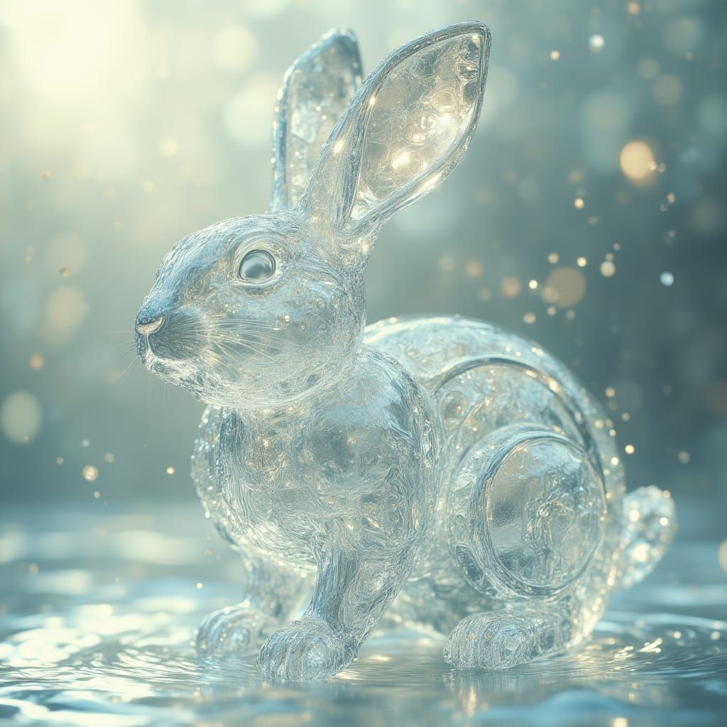 Crystal Water Rabbit in Soft Sunlight