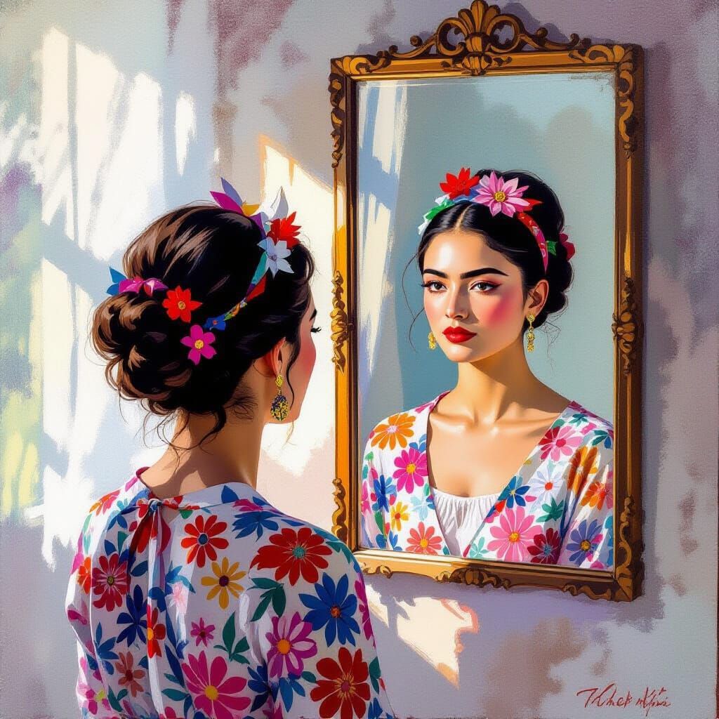 Self Love Reflected in Gouache Painting