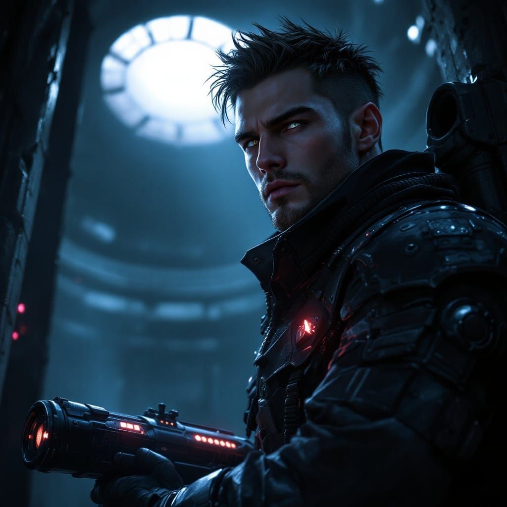 Handsome Soldier with Rad-Cannon in Nuclear Reactor