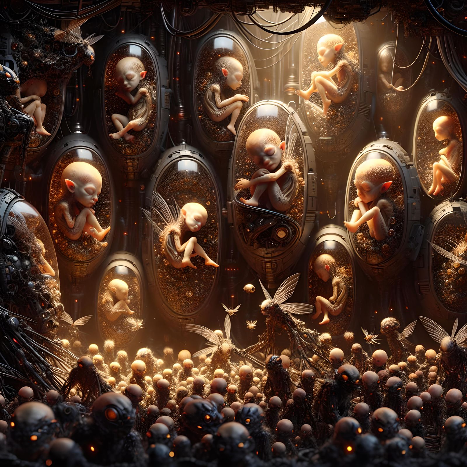 Dystopian Hive: Synthetic Humanoids in a Grunge World