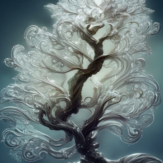 Icy Crystal Tree in Rococo Style