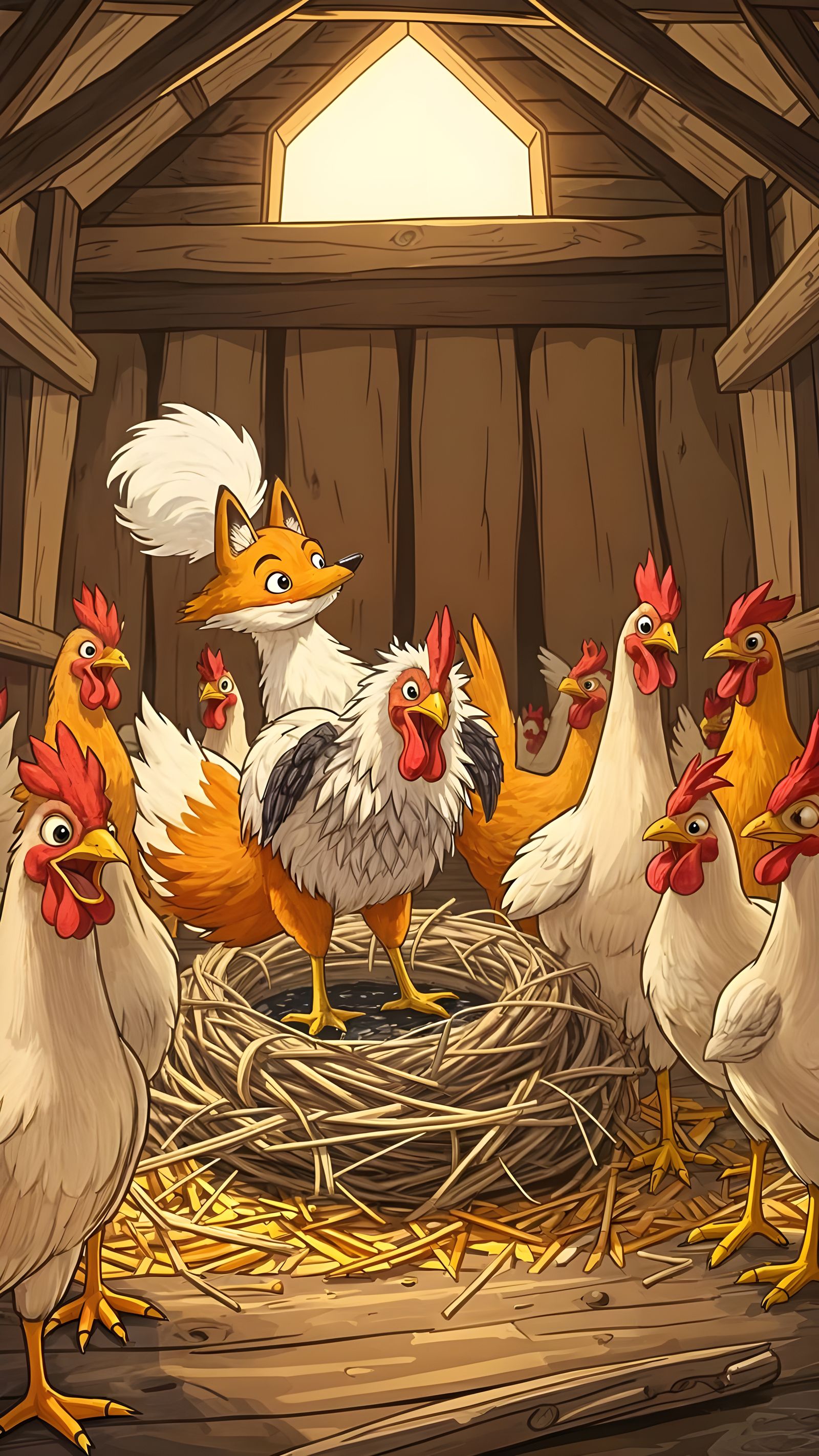 Fox in Chicken Disguise Causes Chaos in Barn