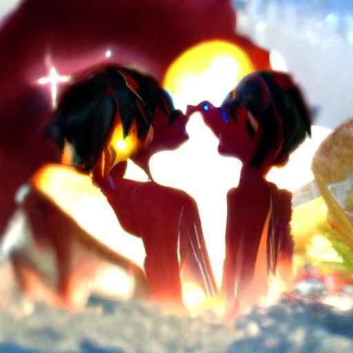 Romantic Anime Boys Making Out: Retro Concept Art