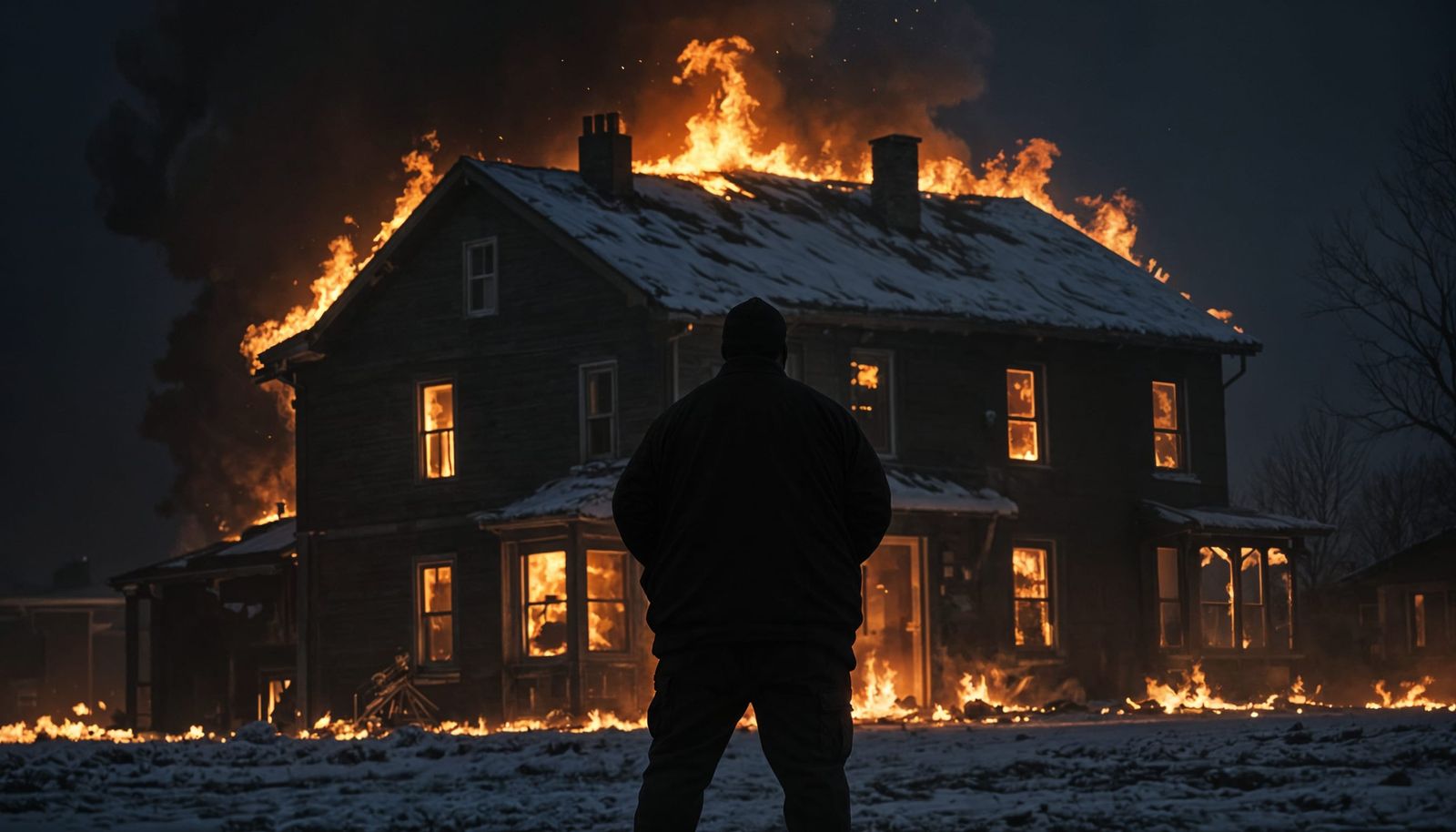 Burning Home: A Tragic Night Scene