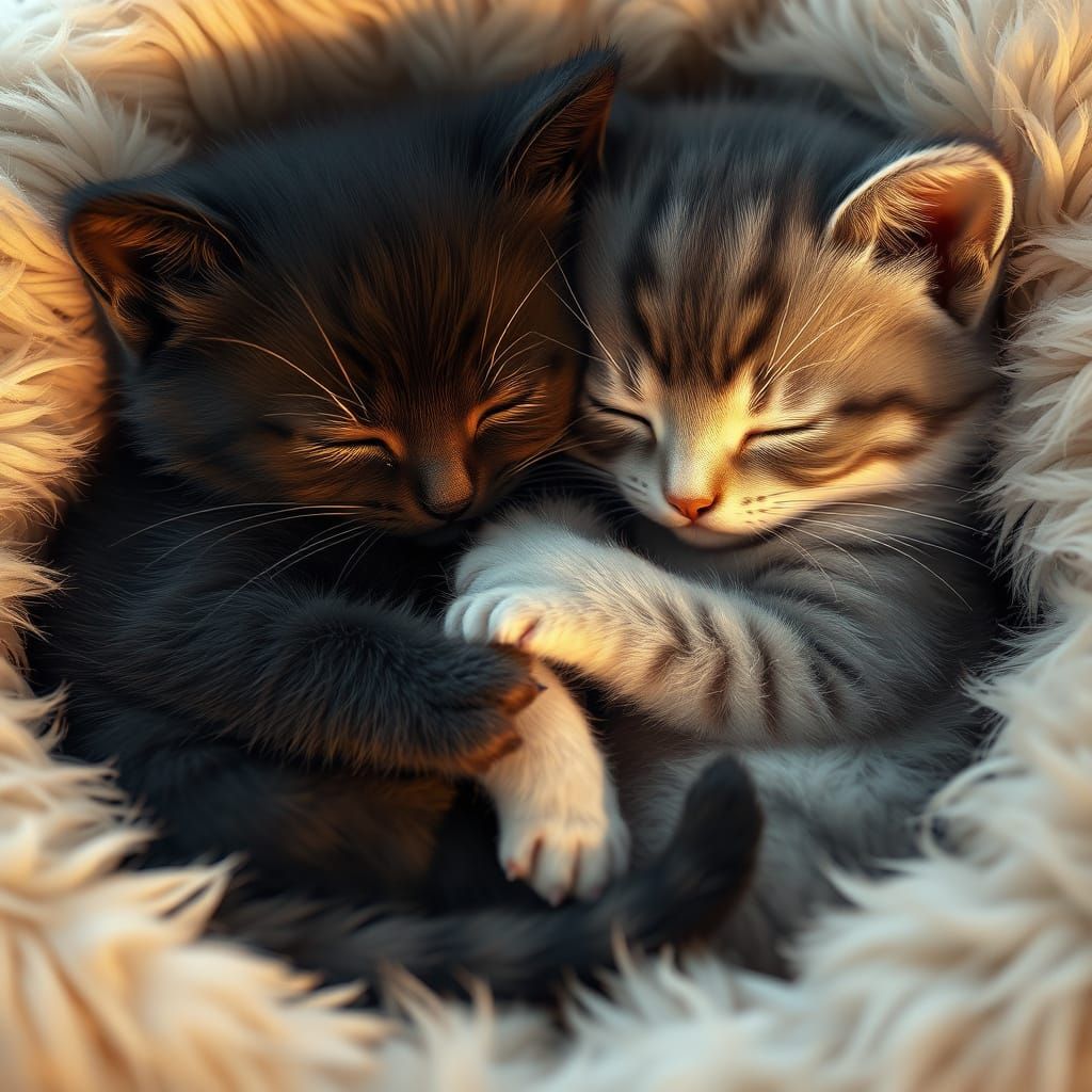 Adorable Kittens in Soft, Golden Light