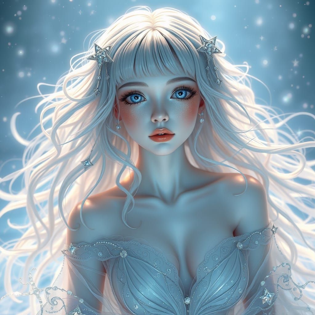 Celestial Maiden in Iridescent Gown