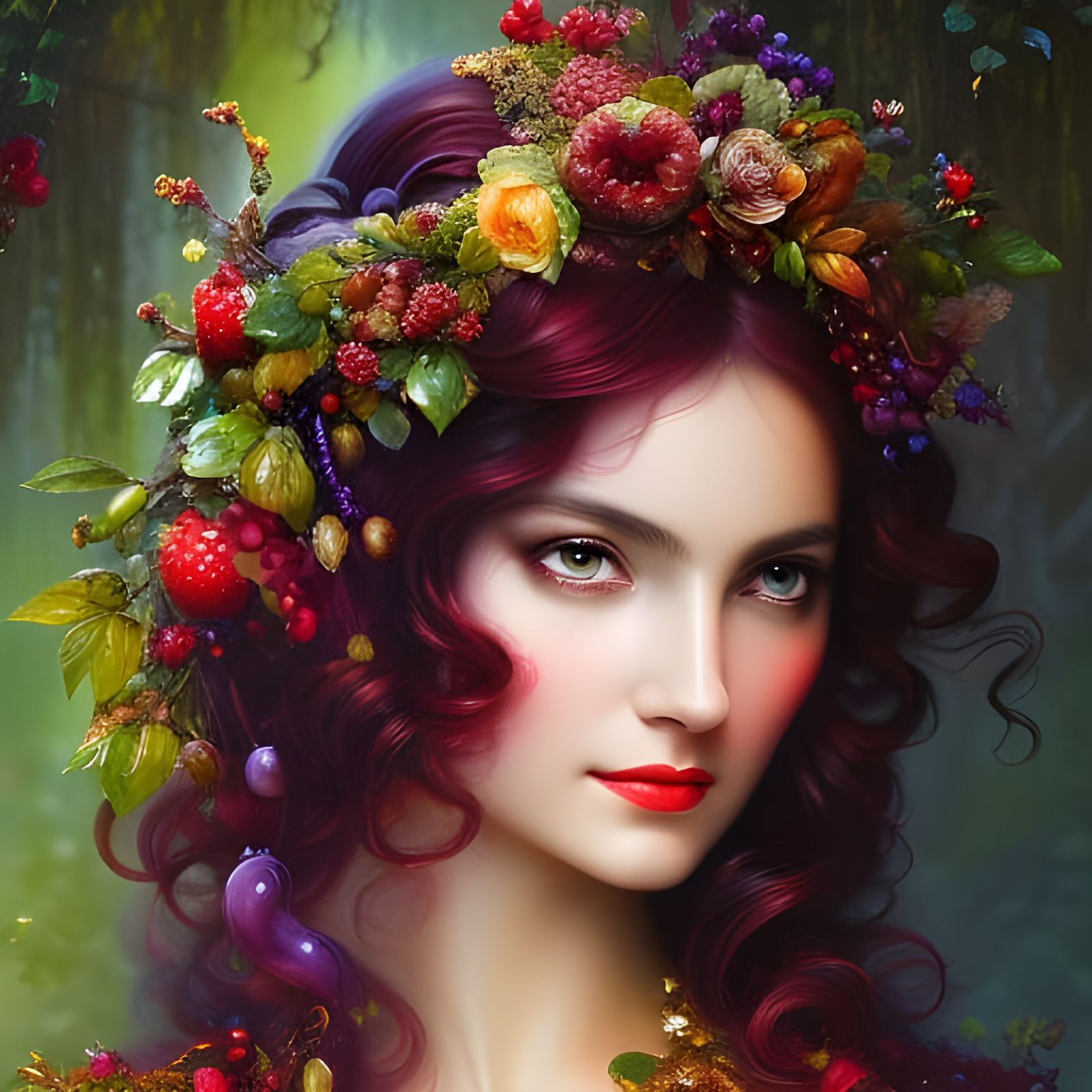 Berry Goddess Portrait in Ethereal Fantasy Style
