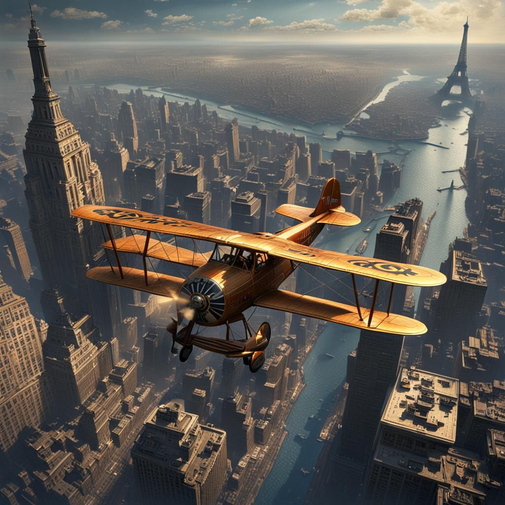 Lindbergh's Flight to Paris in Art Deco Style