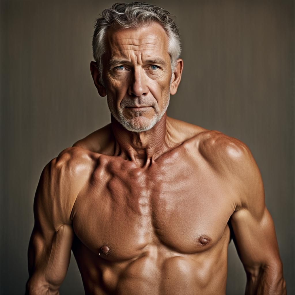 Striking Portrait of a Mature Man in Studio Lighting
