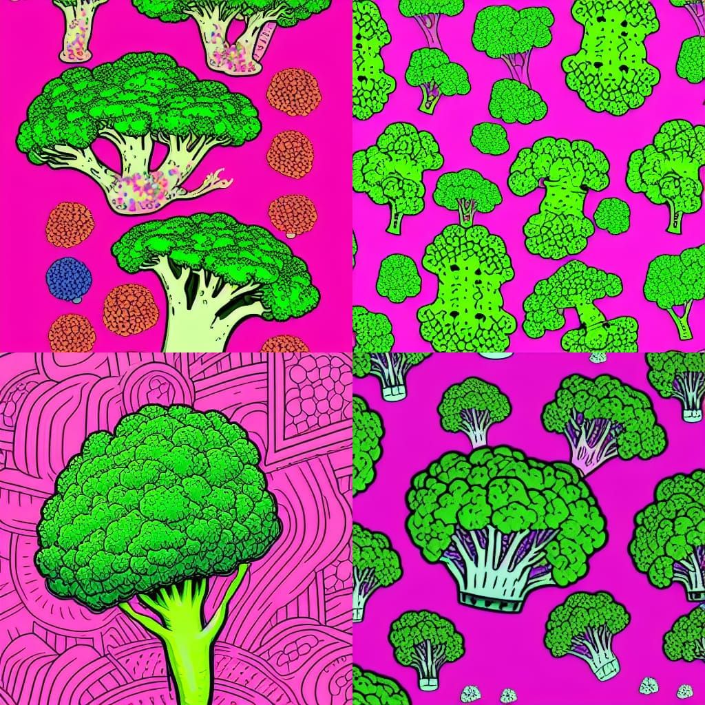 Armored Broccoli Knight in a Neon Wonderland