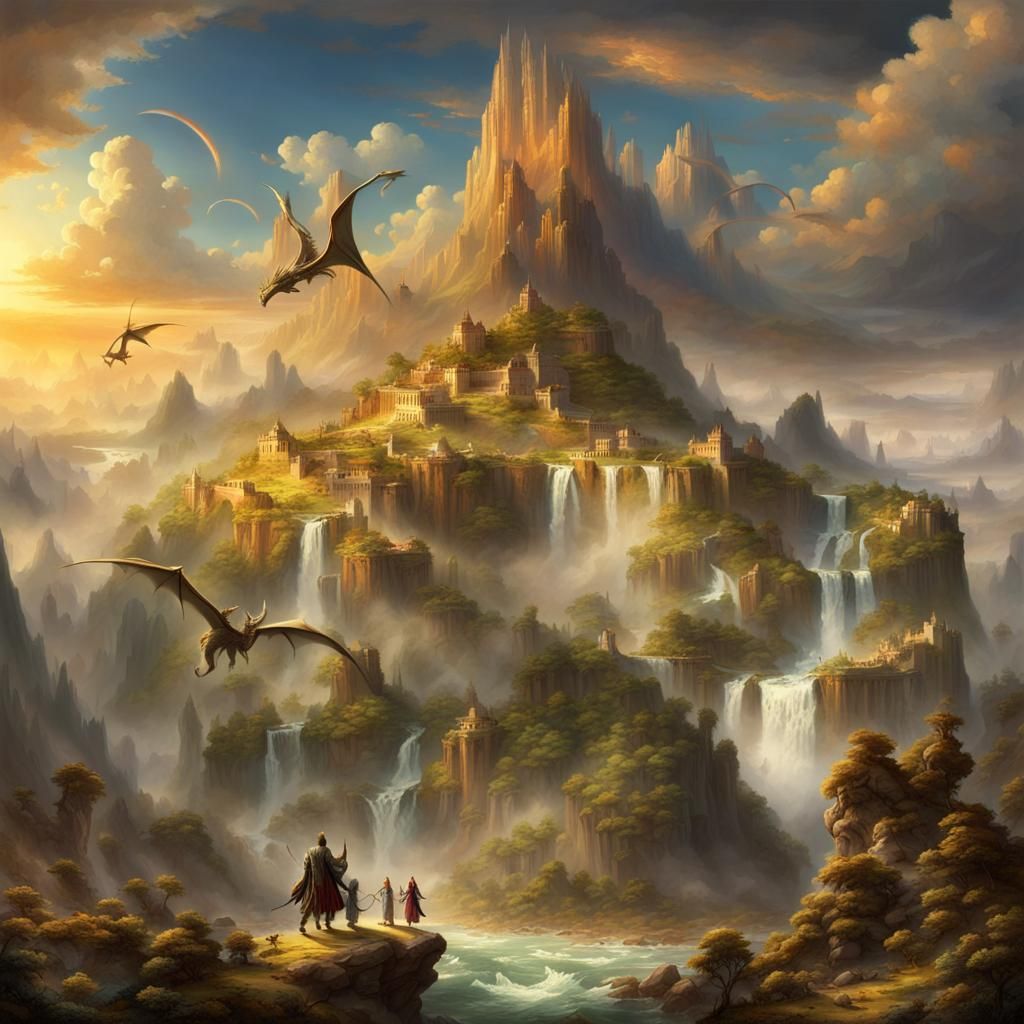 Epic Land of the Gods with Dragons